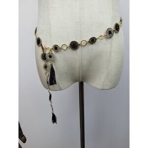 Waist Chain Belt Gold Black For Women 40in
